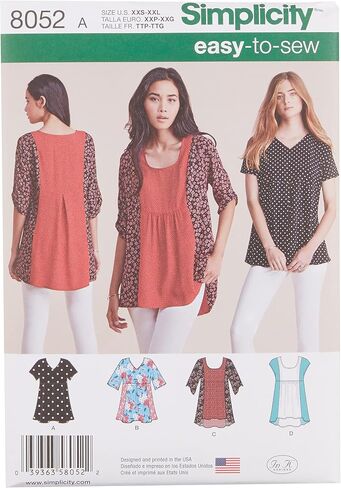 Simplicity 8052 Easy to Sew Women's Blouse Top Sewing Patterns, Sizes XXS-XXL in Saudi Arabia