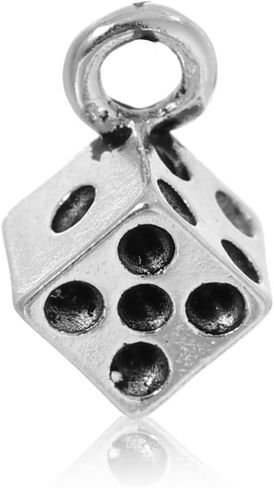 PEPPERLONELY 20pc Antiqued Silver Alloy 3D Dice Charms Pendants 11x11mm (3/8" x3/8") in Saudi Arabia