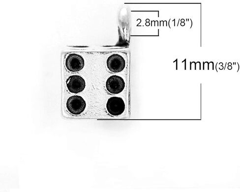 PEPPERLONELY 20pc Antiqued Silver Alloy 3D Dice Charms Pendants 11x11mm (3/8" x3/8") in Saudi Arabia