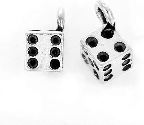 PEPPERLONELY 20pc Antiqued Silver Alloy 3D Dice Charms Pendants 11x11mm (3/8" x3/8") in Saudi Arabia