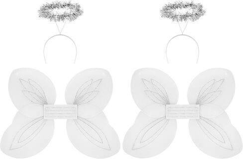 Darware Angel Wings وHalo Sets؛ أزياء تنكرية لمسابقات عيد الميلاد والهالوين واللعب الإبداعي والمزيد باللون الأبيض والفضي in Kuwait