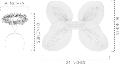 Darware Angel Wings وHalo Sets؛ أزياء تنكرية لمسابقات عيد الميلاد والهالوين واللعب الإبداعي والمزيد باللون الأبيض والفضي in Kuwait