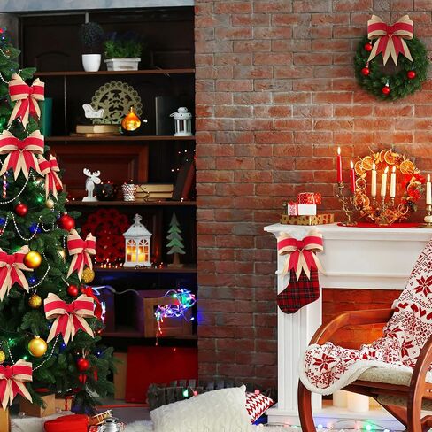 Lyrow 2 Rolls Christmas Burlap Ribbons Red Burlap Wired Ribbon for Present Wrap, Bows, Wreath, Garland, Present Basket, Christmas Tree Streamers DIY Crafts 2.5 Inch x 12 Yards in Saudi Arabia