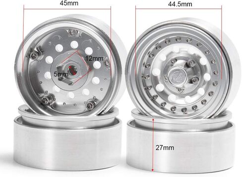 Que-T 1.9 بوصة حزمة من 4 إطارات عجلات معدنية من سبيكة معدنية لـ 1/10 RC Crawler SCX10 90046 D90 Trx4 (أسود) in Saudi Arabia
