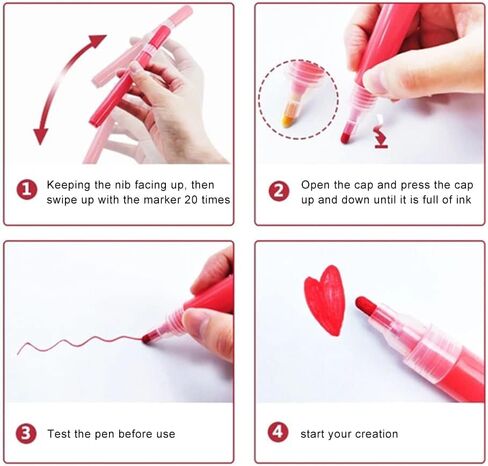 ELakiss Acrylic Paint Pens - 12 Colours Acrylic for Rock Painting, Ceramic, Porcelain, Glass, Stones, Pebbles, Fabric, Wood & DIY Mug Design(0.7mm Tip) in Kuwait