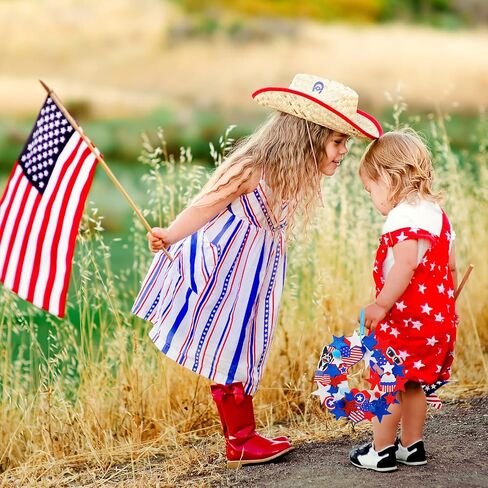 Winlyn 12 Sets 4th of July Craft Kits Patriotic Crafts DIY Patriotic Wreath Signs Ornaments Decorations Art Sets Red White Blue Star USA Flag Pinwheel Foam Stickers Arts and Crafts for Kids Activities in Saudi Arabia