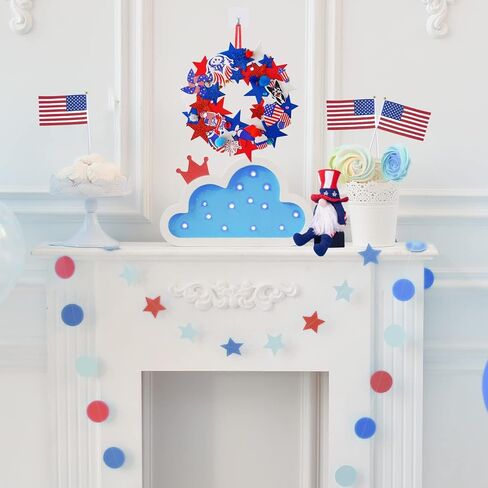 Winlyn 12 Sets 4th of July Craft Kits Patriotic Crafts DIY Patriotic Wreath Signs Ornaments Decorations Art Sets Red White Blue Star USA Flag Pinwheel Foam Stickers Arts and Crafts for Kids Activities in Saudi Arabia