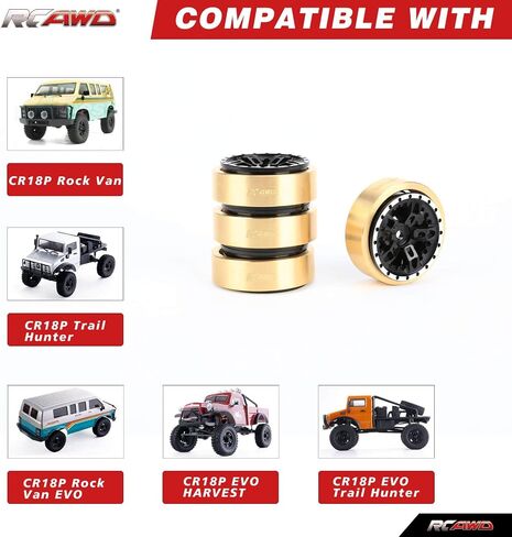 إطارات عجلات RCAWD CR18P RC مقاس 1.2 بوصة 40 جم * 4 أوزان نحاسية لهواية بلس روك فان، تريل هنتر، إيفو هارفيست، FUR-2411 أجزاء مطورة خالية من الغراء باللون الفضي in Saudi Arabia