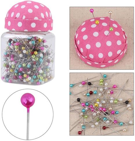500Pcs Pearl Needles Quilting Pins Packed in Fabric Covered Pin Cushion Bottle Wedding Decorating Tool Sewing Crafts in Saudi Arabia