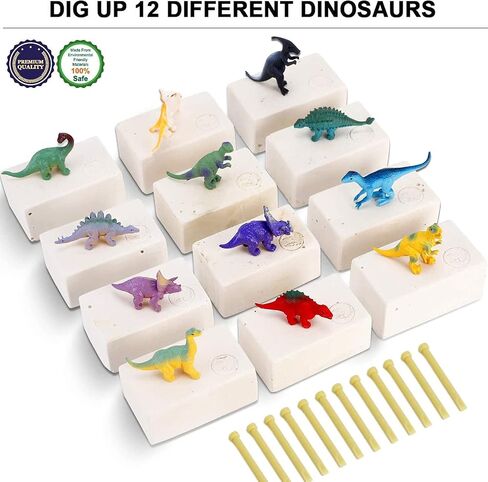 12 Pack: Dinosaur Excavation Kits for Kids, Dino Dig Kits, 3D Dig a Dinosaur Fossil and Figure Sets, Bulk Science Education Toys for Paleontology Archaeology STEM Learning Kids Activity Party Favors in Saudi Arabia