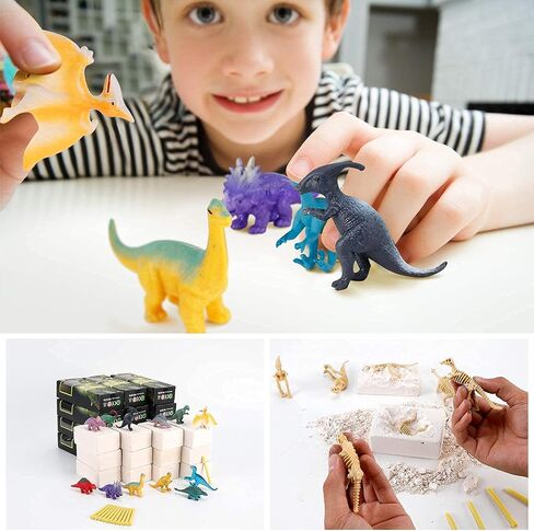 12 Pack: Dinosaur Excavation Kits for Kids, Dino Dig Kits, 3D Dig a Dinosaur Fossil and Figure Sets, Bulk Science Education Toys for Paleontology Archaeology STEM Learning Kids Activity Party Favors in Saudi Arabia