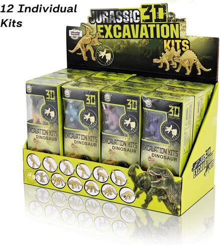 12 Pack: Dinosaur Excavation Kits for Kids, Dino Dig Kits, 3D Dig a Dinosaur Fossil and Figure Sets, Bulk Science Education Toys for Paleontology Archaeology STEM Learning Kids Activity Party Favors in Saudi Arabia
