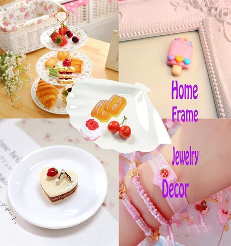 20 pcs Mix Lot 3D Slime Charm Slices Dessert Cake Ice Cream Bread Donut Cookie Candy Resin Flatback Bead Button for DIY Scrapbooking Embellishment, Phonecase Hair Clip Jewelry Craft Accessory (20) in Kuwait