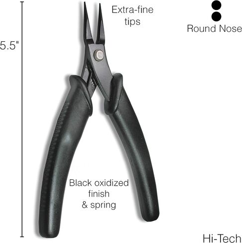 The Beadsmith Hi-Tech Round Nose Pliers, 5.5 inches (140mm) with high Carbon Steel Head, Black Comfort Grip Handle with Spring, Tool for Jewelry Making, Electronics or Micro Mechanics in Saudi Arabia