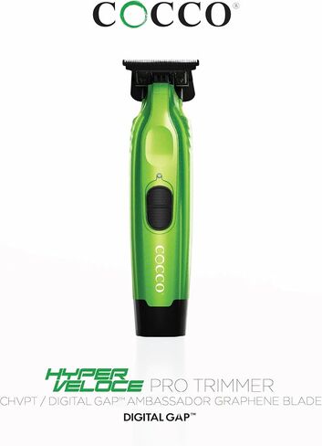 مجموعة Cocco® Hyper Veloce Pro Trimmer: أدوات التشذيب الدقيقة للمحترفين، شفرة الجرافين Digital Gap™ Ambassador، محرك DC عالي عزم الدوران، معدني بالكامل، لاسلكي (إصدار محدود باللون الأخضر) in Kuwait