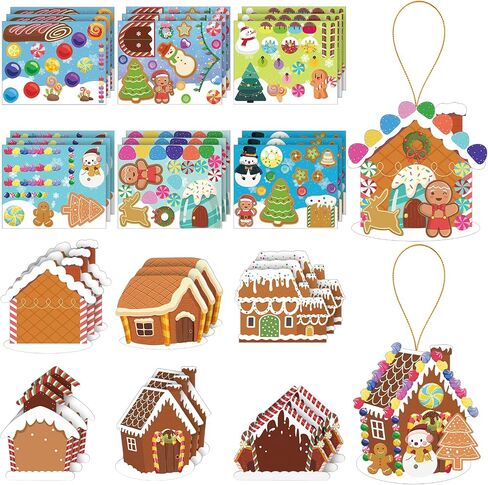 Yinder 36 Pcs Christmas Crafts for Kids Make a Gingerbread House Scene Sticker Funny Gingerbread Stickers Build Your Own Christmas Crafts for DIY Christmas Party Classroom Art Activity Favors in Saudi Arabia