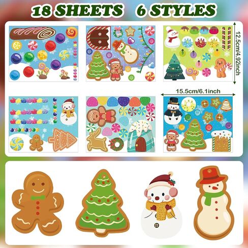 Yinder 36 Pcs Christmas Crafts for Kids Make a Gingerbread House Scene Sticker Funny Gingerbread Stickers Build Your Own Christmas Crafts for DIY Christmas Party Classroom Art Activity Favors in Saudi Arabia