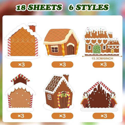 Yinder 36 Pcs Christmas Crafts for Kids Make a Gingerbread House Scene Sticker Funny Gingerbread Stickers Build Your Own Christmas Crafts for DIY Christmas Party Classroom Art Activity Favors in Saudi Arabia