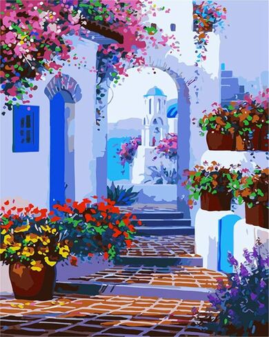 مجموعة طلاء قماشية يمكنك تركيبها بنفسك بالارقام للبالغين والاطفال في اليونان، لوحة بالارقام لتزيين جدران المنزل، غير مثبتة in Kuwait