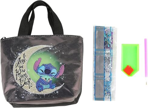 Stitch Diamond Painting Tote Bag,5D DIY Rhinestone Cross Stitch Shopping Bags Paint by Number Gems Art Craft Handmade Shoulder Bag Reusable Canvas Grocery Bag for Kids Adults Christmas Gift in Saudi Arabia