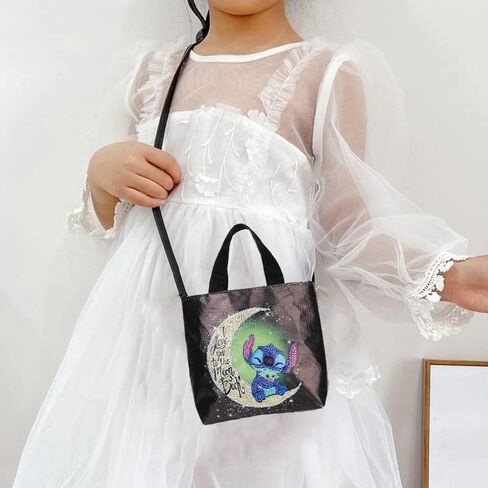 Stitch Diamond Painting Tote Bag,5D DIY Rhinestone Cross Stitch Shopping Bags Paint by Number Gems Art Craft Handmade Shoulder Bag Reusable Canvas Grocery Bag for Kids Adults Christmas Gift in Saudi Arabia