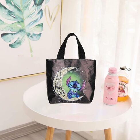 Stitch Diamond Painting Tote Bag,5D DIY Rhinestone Cross Stitch Shopping Bags Paint by Number Gems Art Craft Handmade Shoulder Bag Reusable Canvas Grocery Bag for Kids Adults Christmas Gift in Saudi Arabia