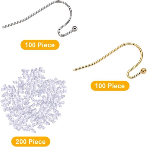 قرط Sopplea 200 قطعة من Platinum French Hook Ball Dot Earwire مقاس 22×11 مم مصنوع من خامة قرط متدلي خالٍ من الرصاص والكادميوم والنيكل in Kuwait