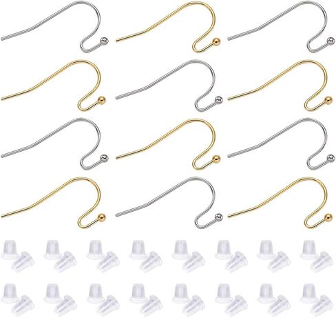 قرط Sopplea 200 قطعة من Platinum French Hook Ball Dot Earwire مقاس 22×11 مم مصنوع من خامة قرط متدلي خالٍ من الرصاص والكادميوم والنيكل in Kuwait