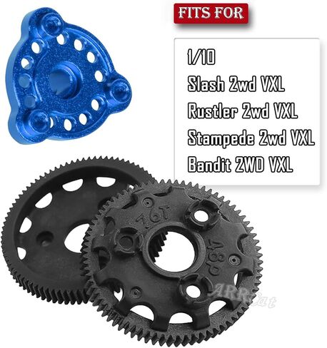 76T 48P Spur Gear with 25T 27T Pinions Gear & Slipper Clutch Upgrades Part for 1/10 Slash Rustler Stampede Bandit 2WD VXL,76T Spur Gear,Navy Blue in Saudi Arabia
