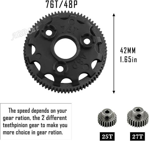 76T 48P Spur Gear with 25T 27T Pinions Gear & Slipper Clutch Upgrades Part for 1/10 Slash Rustler Stampede Bandit 2WD VXL,76T Spur Gear,Navy Blue in Saudi Arabia