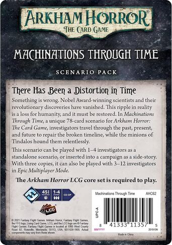 Fantasy flight Games Arkham Horror The Card Game Machinations Through Time Expansion - Unravel A Chronological Conundrum! Lovecraftian Cooperative LCG, Ages 14+, 1-4 Players, 1-2 Hr Playtime, Made in Saudi Arabia