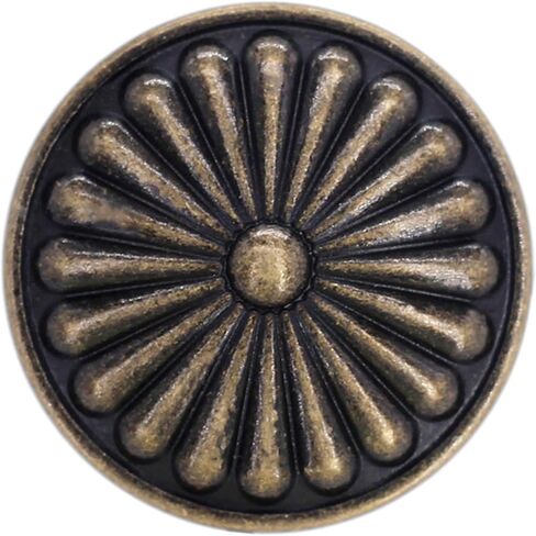 Bezelry 10 Pieces Flower Shield Metal Shank Buttons. 23mm (7/8 inch) (Antique Silver) in Kuwait