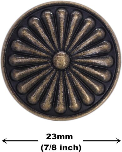 Bezelry 10 Pieces Flower Shield Metal Shank Buttons. 23mm (7/8 inch) (Antique Silver) in Kuwait