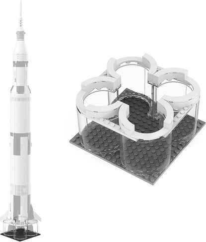 منصة إطلاق لـ Lego NASA Apollo Saturn V 21309 & 92176 مجموعة بناء نموذج علوم الصواريخ للفضاء الخارجي، مكعبات بناء نموذج مشروع إبداعي (53 قطعة) in Kuwait