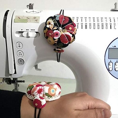 Tvoip 2Pcs DIY Handcraft Tool for Cross Stitch Sewing Home Sewing Tools Ball Shaped Needle Pin Cushion with Elastic Wrist Belt in Saudi Arabia