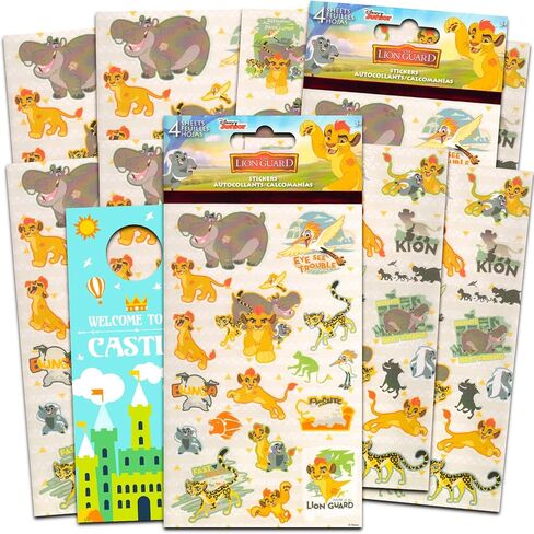 ستيكرات لاصقة بتصميم اسد للاطفال - حزمة مع اكثر من 120 ستيكر لاصق لحماية الاسد مع علاقة باب لهدايا الحفلات والحرف اليدوية والمزيد | لوازم حفلات ليون جارد in Kuwait