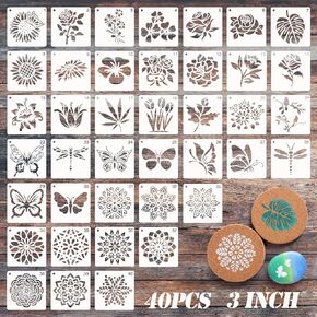 Letter Stencils Numbers for Painting Reusable: 1 Inch Small Plastic Spray Paint Lettering Alphabet Templates for Wood, Wall 64pcs