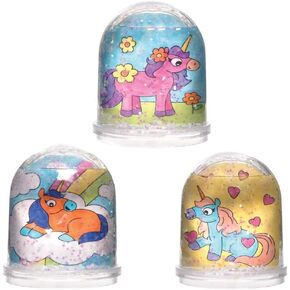 Baker Ross AT316 Unicorn Snow Globe Kits - Pack of 4, Color In Snowglobes for Kids Arts and Crafting Activities, Gifts, Party Favors or Rewards in Kuwait