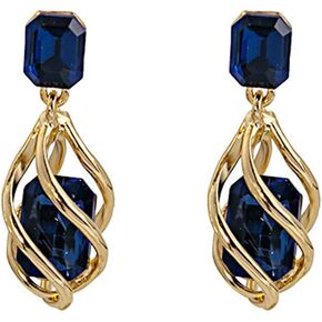 Emerald Earrings for Women Trendy Green Crystal Dangle Earrings Natural Emerald Hollow Stud Earrings Jewelry Gift for Girls