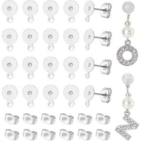 UNICRAFTALE 60 Sets 6 Sizes Stud Earring Settings,3/4/5/6/8/10mm Flat Round Ear Studs with Ear Nuts, 0.8mm Pin Golden Stud Earring Sets for DIY Earrings Making