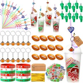 Weysat 184 Pcs Sports Party Favor Set Sports Birthday Gift Cup Filler with Cup Straw Ball Keychain Sticker Bracelet Whistle for Baseball Basketball Football Soccer Softball Golf Party (Golf Style)