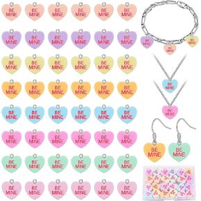 BENOSPACE 48 Pcs Valentine Heart Charms Pendants Resin Colorful Love Shape Letter Candy Charms for DIY Bracelet Necklace Earring Keychain,Pastel Flat Alphabet Collection Crafts for Jewelry Making in Saudi Arabia