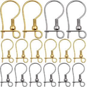 50 قطعة من خطافات الأسماك المصنوعة من الفولاذ المقاوم للصدأ ولا تسبب الحساسية وقابلة للإغلاق وقابلة للفتح وخطاف أسلاك الأذن المضادة للسقوط وموصلات القرط لمستلزمات صنع المجوهرات بنفسك، لونين in Kuwait