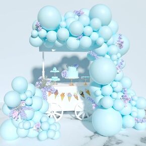 MOMOHOO Pastel Blue Balloons Arch- 120Pcs 18/12/5 Inch Blue Balloons Different Sizes, Macaron Balloons Baby Blue Latex Balloons for Boy Baby Shower Decorations, Light Blue Gender Reveal Balloons Arch
