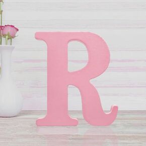 4 Inch Pink Wood Letters Unfinished Wood Letters for Wall Decor Decorative Standing Letters Slices Sign Board Decoration for Craft Home Party Projects (C)