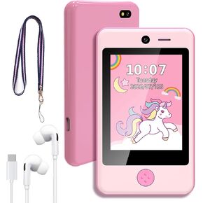 PTHTECHUS® Kids Phone Toy for Boys Girls, 3.8 "Touch Screen Toddler Smartphone with Fun Cameras 16 Games MP3 Music Player Audio Recorder Pedometer Torch Alarm Clock Children Phone for Ages 4-14