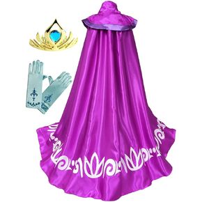 Girls Princess Coronation Accessories Long Cape Cloak Gloves Tiara Set