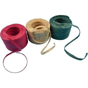 Syuangz 3 Rolls Red Green Kraft 1/4" by 492 Feet Raffia Ribbon/String, 164Feet Each Roll, Packing Paper Twine for Christmas in Saudi Arabia