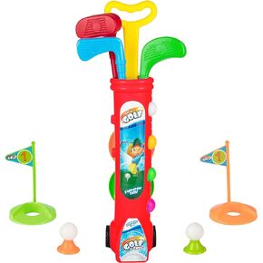 مجموعة نوادي الجولف Liberry Kids، لعبة جولف مع عربة جولف واحدة، 3 مضارب جولف، فتحتين للتدريب، 2 تيشيرت جولف و6 كرات، لعبة تمرين في الهواء الطلق للأطفال من عمر 3 إلى 4 سنوات، للأولاد والبنات (أحمر) in Kuwait