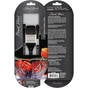 Black Velvet® Best Plein Air W/C Set, Set of 3 Brushes, Square Wash Size 1/2", Wide Wash Size 1-1/2", Jumbo Round Size Small